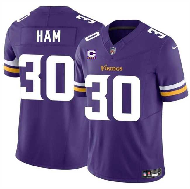 Men & Women & Youth Minnesota Vikings #30 C.J. Ham Purple 2024 F.U.S.E. With 4-Star C Patch Vapor Untouchable Limited Stitched Jersey->minnesota vikings->NFL Jersey